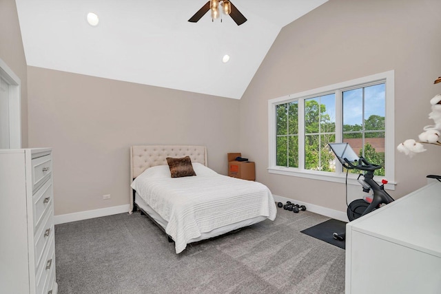 20111 N Woodland Cir, Mokena, IL 60448 - bedroom featuring lofted ceiling, carpet, ceiling fan, and recessed lighting