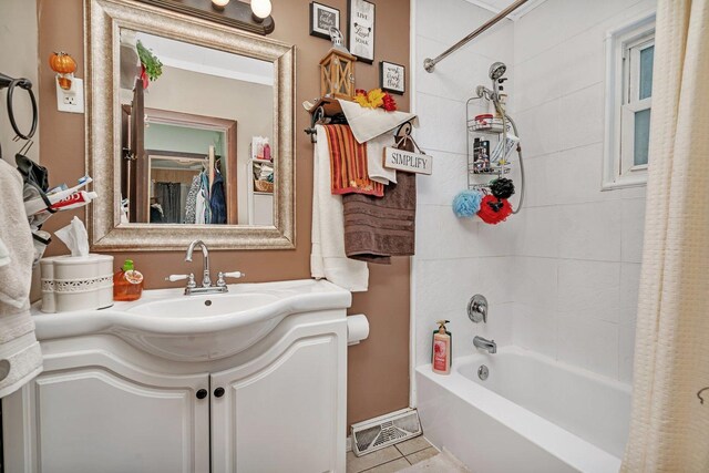 5203 W Court St, Monee, IL 60449 - bathroom featuring shower / tub combo, vanity, and tile patterned flooring