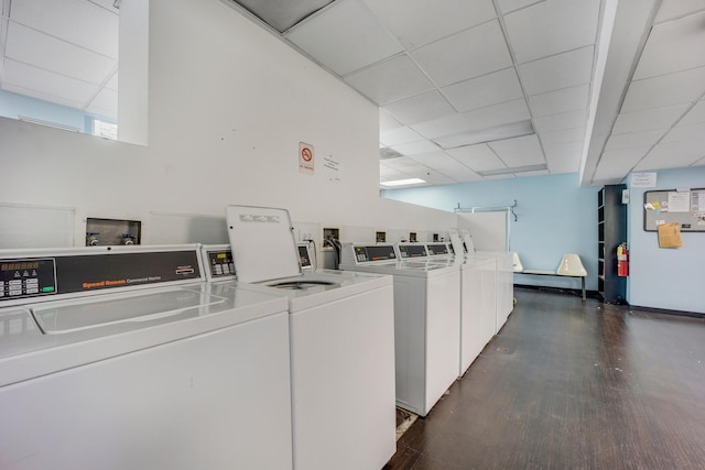 200 N Dearborn St Unit 2006, Chicago, IL 60601 - shared laundry room with washer and dryer and dark wood-style floors