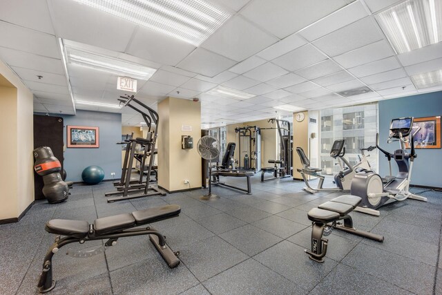 200 N Dearborn St Unit 2006, Chicago, IL 60601 - gym with a paneled ceiling and baseboards