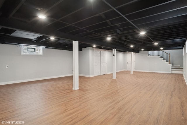7032 W 63rd Pl, Chicago, IL 60638 - basement featuring wood finished floors and stairs