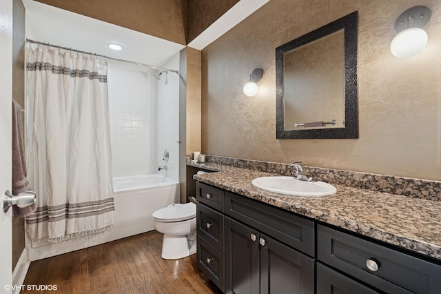 165 N Canal St Unit 1231, Chicago, IL 60606 - bathroom with vanity, wood finished floors, and shower / bathtub combination with curtain