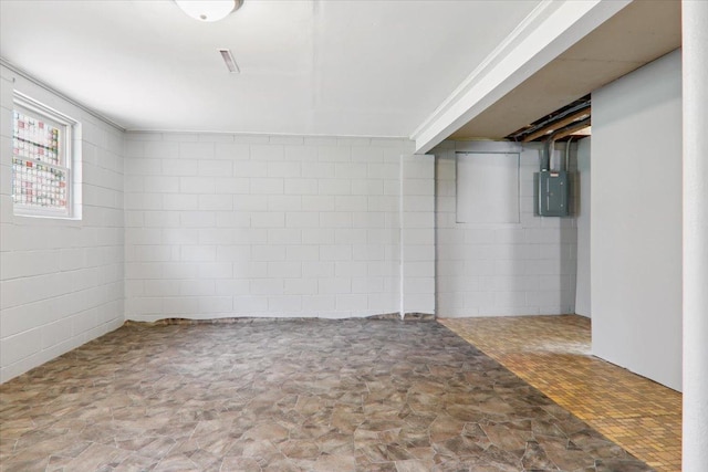 1209 Gettysburg Dr, Bloomington, IL 61704 - basement with electric panel and concrete block wall