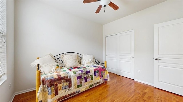 3201 Rockwell Cir, Mundelein, IL 60060 - bedroom with wood finished floors, a closet, and ceiling fan