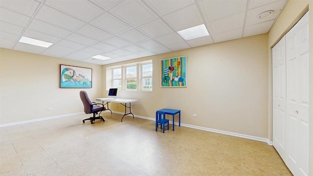 3201 Rockwell Cir, Mundelein, IL 60060 - home office featuring baseboards and a paneled ceiling