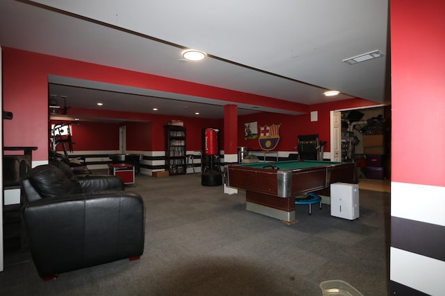 1053 Sycamore St, Beecher, IL 60401 - playroom featuring billiards, carpet flooring, and recessed lighting
