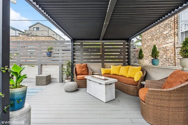 874 N Marshfield Ave Unit 1, Chicago, IL 60622 - wooden terrace with an outdoor living space with a fire pit