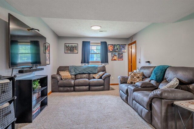 107 W 10th St, Gridley, IL 61744 - living room featuring carpet and baseboards