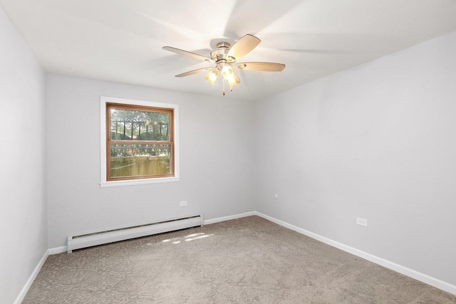 844 Village Quarter Rd Unit A5, West Dundee, IL 60118 - spare room with baseboard heating, carpet, and a ceiling fan