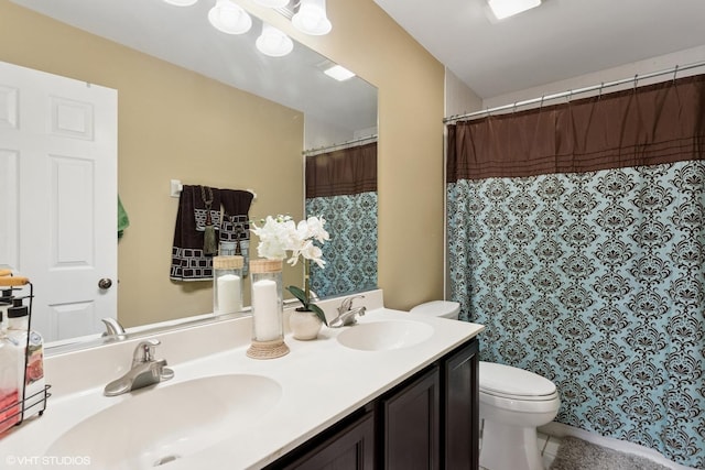 2855 Weld Rd, Elgin, IL 60124 - bathroom featuring double vanity, tile patterned floors, and a shower with curtain