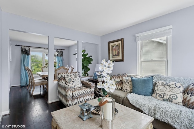 2855 Weld Rd, Elgin, IL 60124 - living area featuring dark wood-style floors and baseboards