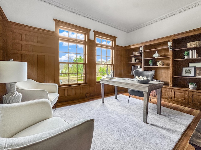 141 Loretto Ct, Wheaton, IL 60189 - home office featuring wood finished floors, healthy amount of natural light, and ornamental molding