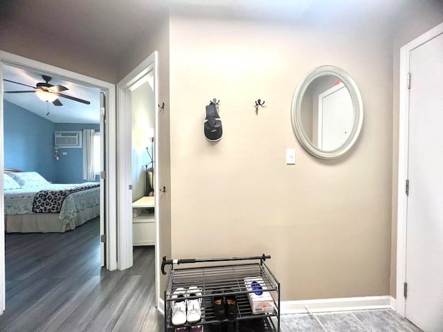 11 Echo Ct Unit 17, Vernon Hills, IL 60061 - hallway with wood finished floors and a wall mounted AC