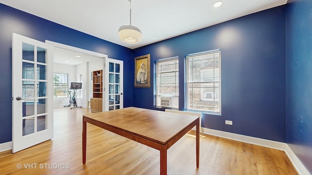 117 S Grove Ave, Oak Park, IL 60302 - home office featuring french doors, wood finished floors, recessed lighting, and cooling unit