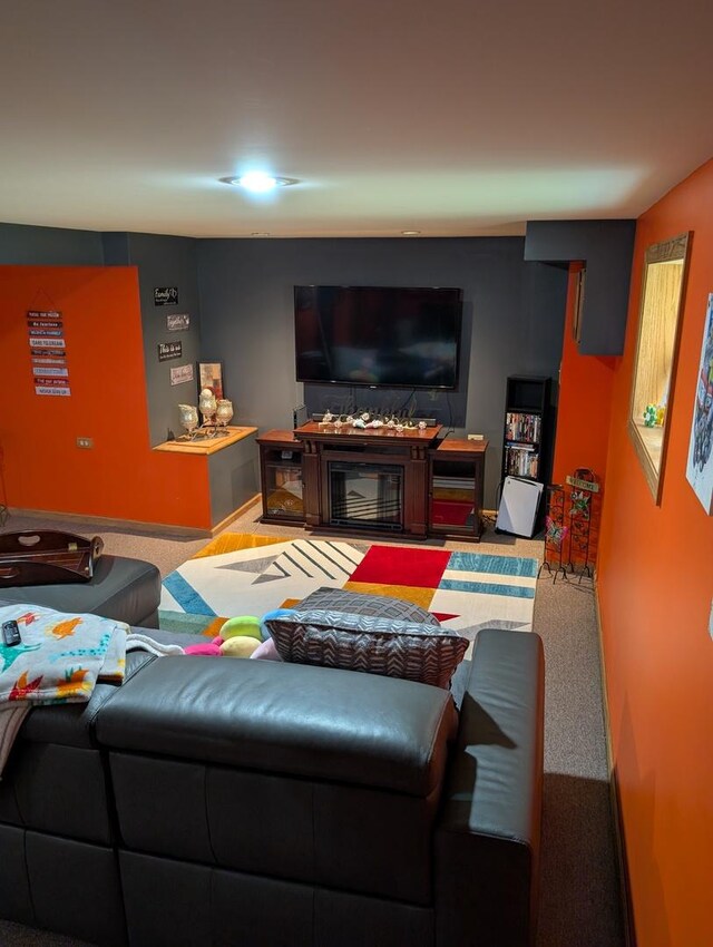 living room featuring carpet flooring