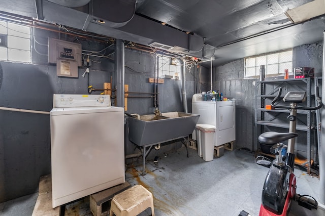 3914 Madison St, Bellwood, IL 60104 - basement with washer and dryer and a sink