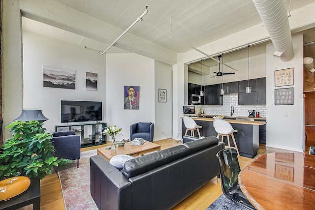 124 W Polk St Unit 603, Chicago, IL 60605 - living room with light wood-type flooring and ceiling fan