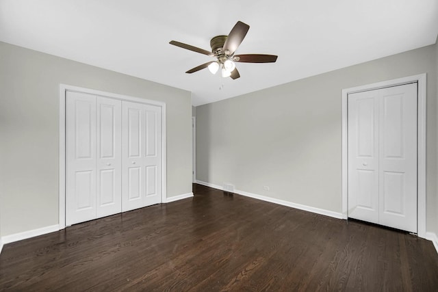 17401 Emerson Ave, Hazel Crest, IL 60429 - unfurnished bedroom featuring dark wood-style floors, a closet, and ceiling fan