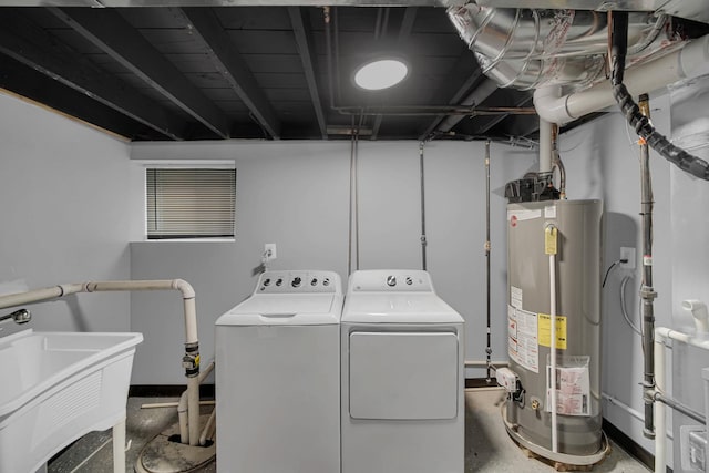 1515 E 85th St, Chicago, IL 60619 - laundry area with gas water heater and separate washer and dryer
