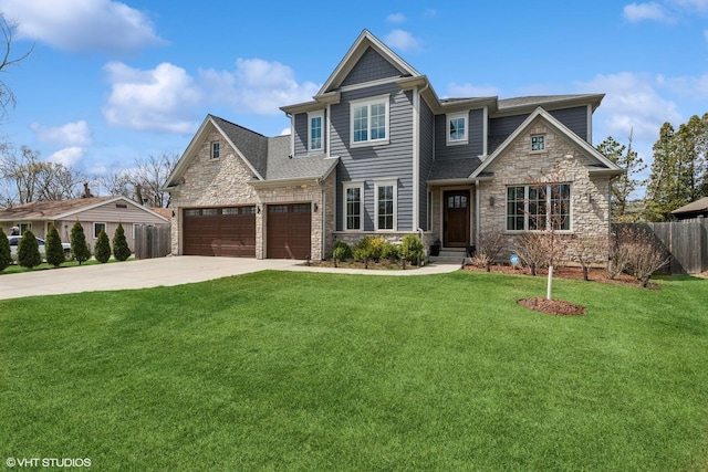 1780 Prairie Ave, Northbrook, IL 60062 - craftsman-style home with stone siding, concrete driveway, and an attached garage