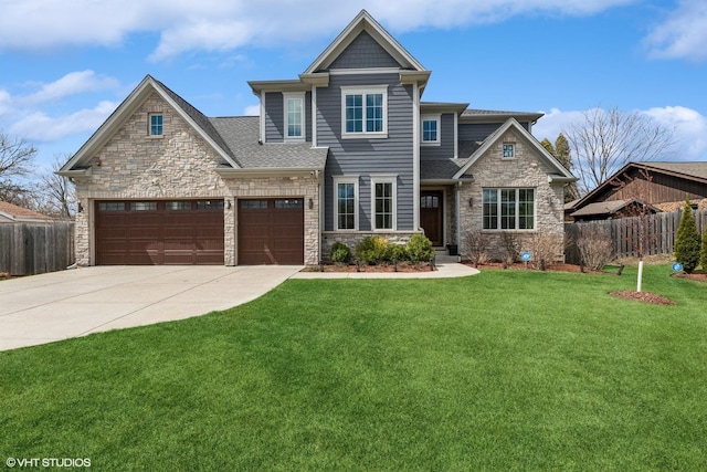 1780 Prairie Ave, Northbrook, IL 60062 - craftsman-style home featuring stone siding, concrete driveway, an attached garage, and roof with shingles