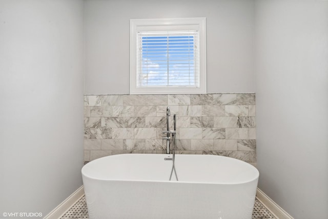 1780 Prairie Ave, Northbrook, IL 60062 - bathroom with a freestanding tub and tile patterned flooring