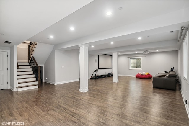1780 Prairie Ave, Northbrook, IL 60062 - basement featuring stairs, wood finished floors, and recessed lighting