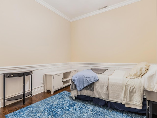 2052 W Chicago Ave Unit 2, Chicago, IL 60622 - bedroom with ornamental molding, wood finished floors, and a wainscoted wall