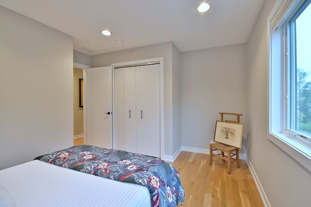 717 S Washington St, Elmhurst, IL 60126 - bedroom with light wood-style flooring, recessed lighting, and a closet