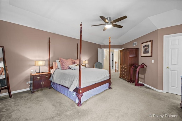 735 Chasewood Dr, South Elgin, IL 60177 - bedroom featuring carpet floors, lofted ceiling, and ceiling fan