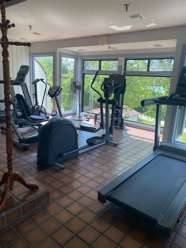 6853 Red Wing Dr, Woodridge, IL 60517 - gym with tile patterned flooring