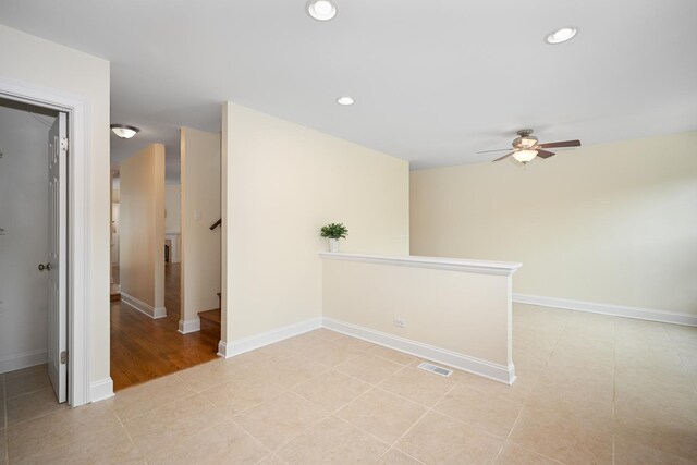 1058 Oakview Dr Unit 1058, Wheaton, IL 60187 - empty room featuring a ceiling fan, recessed lighting, and stairs