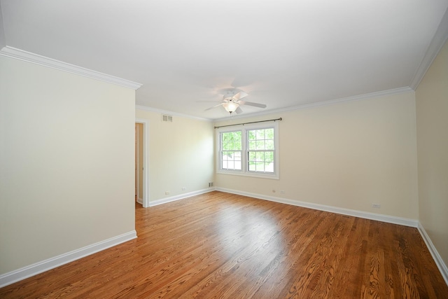 1058 Oakview Dr Unit 1058, Wheaton, IL 60187 - empty room with ceiling fan, light wood-style floors, and ornamental molding
