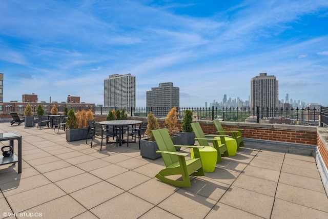 view of patio / terrace featuring a skyline view