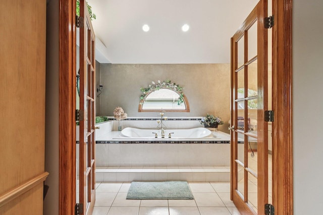 22454 Hinspeter Dr, Frankfort, IL 60423 - bathroom with a garden tub, plenty of natural light, tile patterned flooring, and recessed lighting