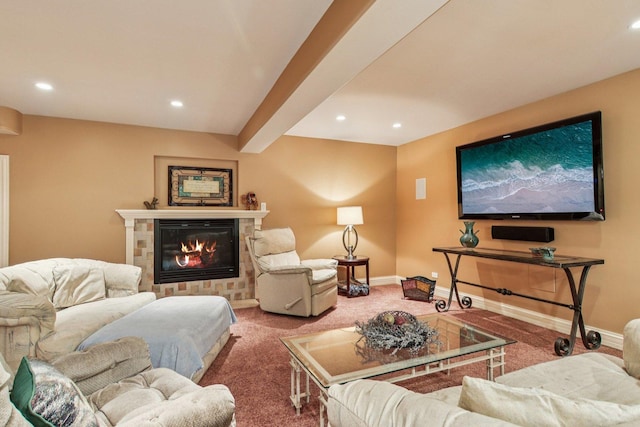 22454 Hinspeter Dr, Frankfort, IL 60423 - living room featuring carpet, a glass covered fireplace, and recessed lighting