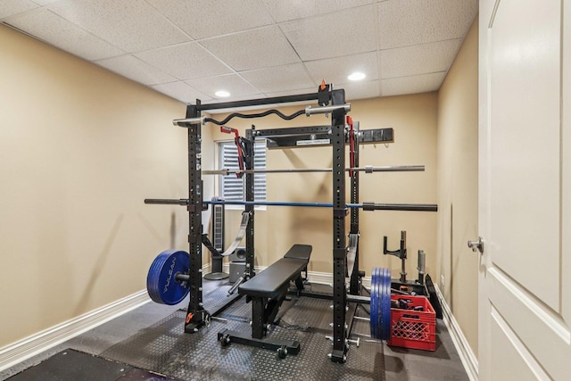 22454 Hinspeter Dr, Frankfort, IL 60423 - workout area featuring a paneled ceiling and recessed lighting