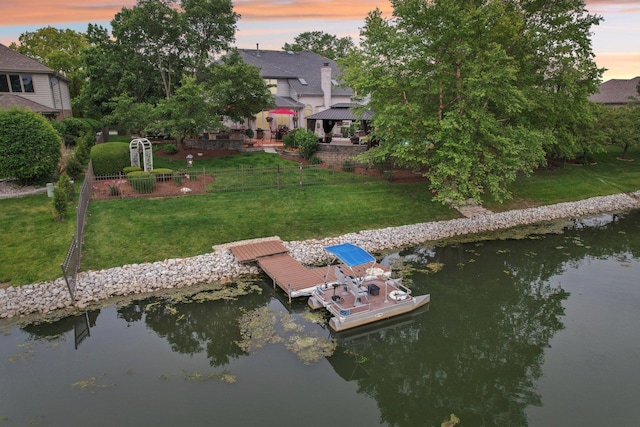 22454 Hinspeter Dr, Frankfort, IL 60423 - dock with a water view, a gazebo, and a lawn