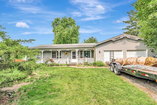 5S558 Tuthill Rd, Naperville, IL 60563 - single story home with covered porch, a front yard, and an attached garage