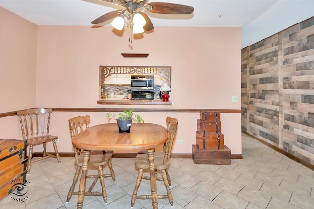 5S558 Tuthill Rd, Naperville, IL 60563 - dining space with a ceiling fan and light tile patterned floors