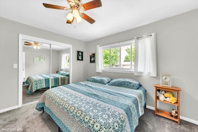 226 S Rathje Rd, Peotone, IL 60468 - carpeted bedroom with a closet and a ceiling fan