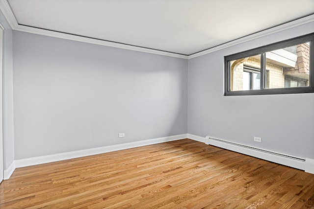 9633 Brandy Ct Unit 6, Des Plaines, IL 60016 - unfurnished room with ornamental molding, light wood finished floors, and baseboard heating