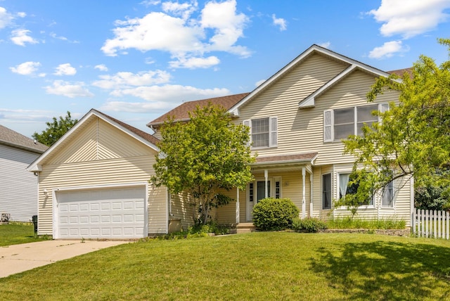 212 Jake Ln, Hampshire, IL 60140 - traditional-style house with concrete driveway, an attached garage, and a porch