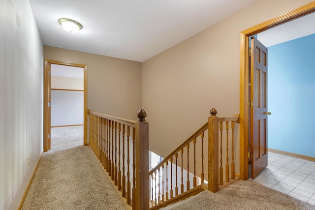 212 Jake Ln, Hampshire, IL 60140 - hall featuring an upstairs landing, carpet, and tile patterned flooring