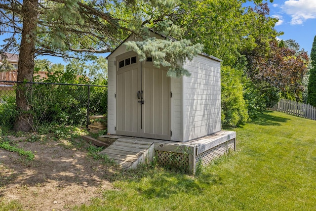 212 Jake Ln, Hampshire, IL 60140 - view of shed featuring a fenced backyard