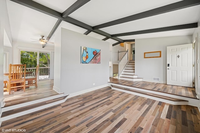 4832 Crest Ct, Waukegan, IL 60087 - entrance foyer featuring wood finished floors, stairs, and ceiling fan