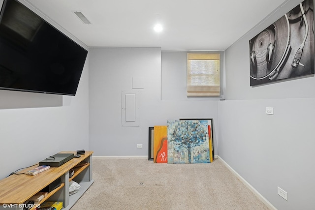 4832 Crest Ct, Waukegan, IL 60087 - recreation room featuring carpet and electric panel