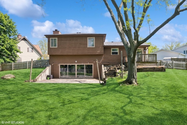 4832 Crest Ct, Waukegan, IL 60087 - back of property with a patio, a chimney, and a fenced backyard