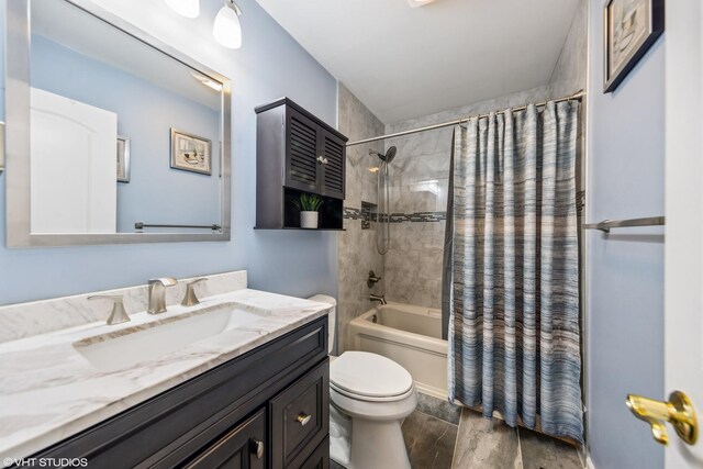7626 Deerfield Ave, Woodridge, IL 60517 - full bath with vanity, shower / bathtub combination with curtain, and wood finished floors
