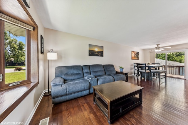 7626 Deerfield Ave, Woodridge, IL 60517 - living area with hardwood / wood-style floors and a ceiling fan